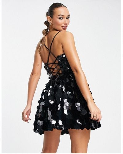 ASOS Embellished Mini Corset Prom With Oversized Disc Sequin - Black