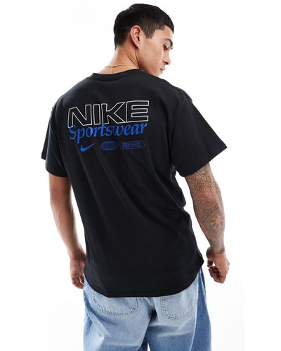 Nike T-shirt nera con grafica stampata sul retro - Blu