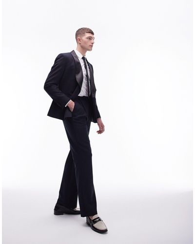 TOPMAN Premium Wool Rich Tux Suit Trousers - White