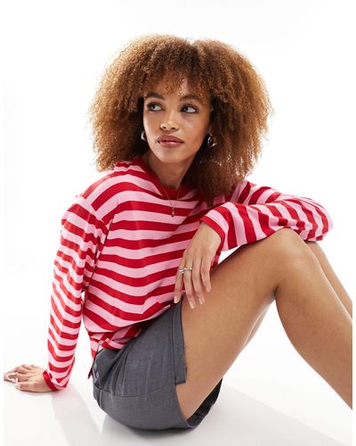 Monki Long Sleeve Top - Red