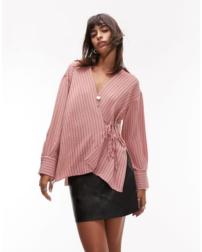 TOPSHOP Wrap Front Shirt - Pink