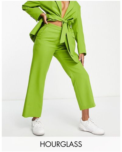 ASOS Hourglass - pantaloni da abito dritti alla caviglia color oliva - Verde