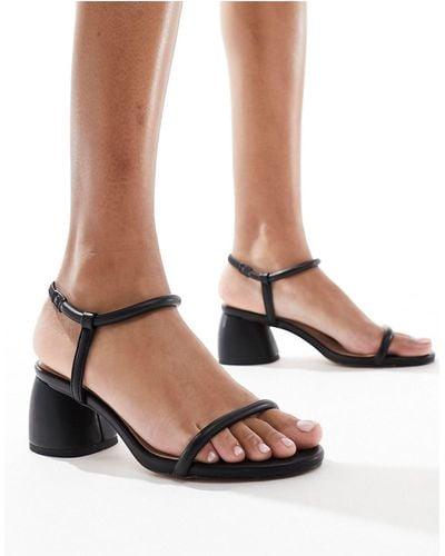London Rebel Minimal Strap Heel Sandals - White