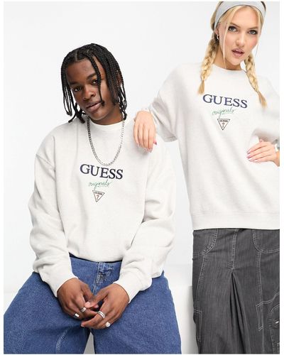 Guess Guess - Originals - Uniseks Sweatshirt Met Logo En Ronde Hals - Wit