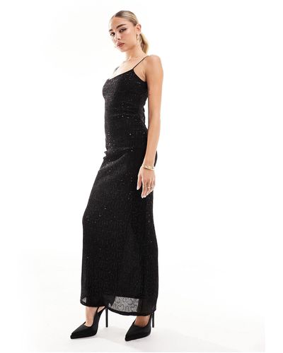 ASOS Sequin Strappy Maxi Dress - Black