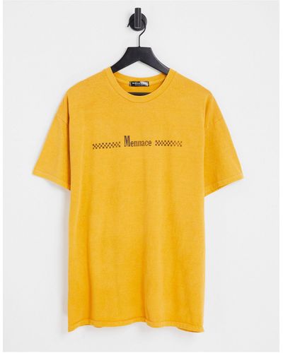 Mennace Camiseta oscuro extragrande con estampado "lucky lanes" - Amarillo