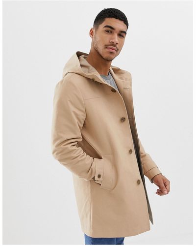 ASOS Shower Resistant Hooded Trench Coat - Natural