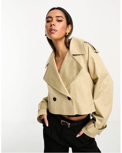 ASOS Cropped Trench Coat - Natural