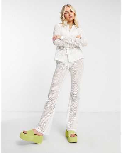 Weekday Serena Lace Flare Trouser - White