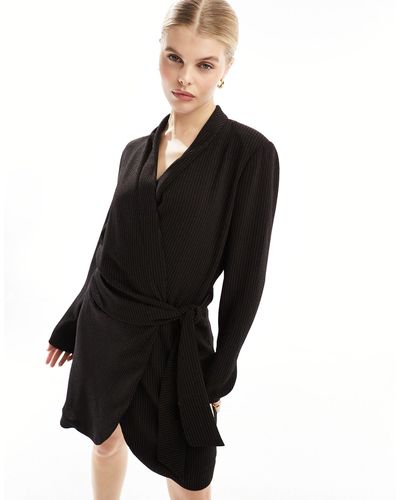 Morgan Long Sleeve Wrap Mini Dress - Black