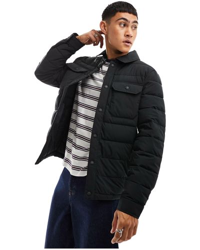 Hollister Quilted Shirt Jacket With Lining - Black