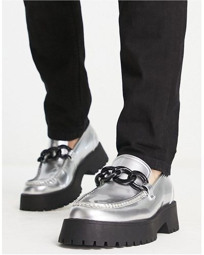 ASOS – loafer mit oversize-kette aus kunstleder - Schwarz