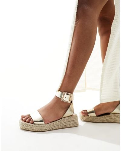 South Beach Two Part Espadrille Sandals - Brown