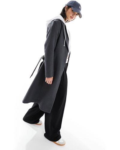 New Look – formeller mantel mit gürtel - Schwarz