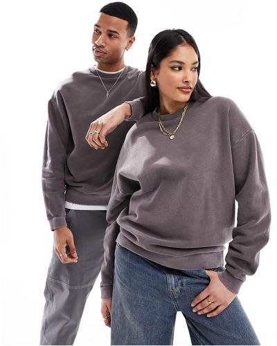 ASOS Sweat unisexe oversize - marron délavé - Gris