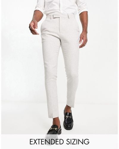 ASOS Pantalon élégant super skinny en laine mélangée à petits carreaux - Blanc