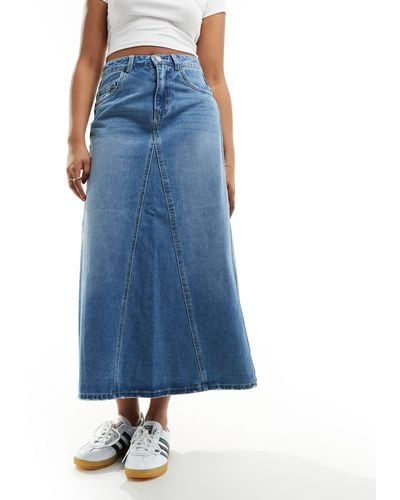 Vero Moda Gonna di jeans lunga svasata lavaggio medio - Blu
