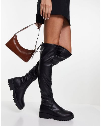 New Look Flat Over The Knee Boot - Black