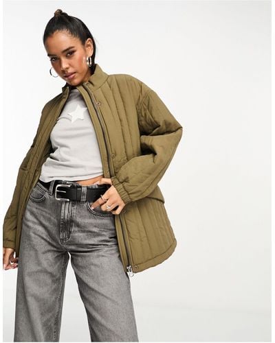 ASOS Straight Line Quilted Cotton Jacket - Green