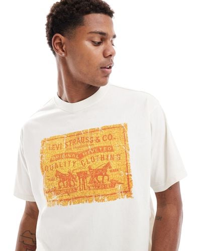 Levi's T-shirt à imprimé style cuir effet vintage - crème - Gris