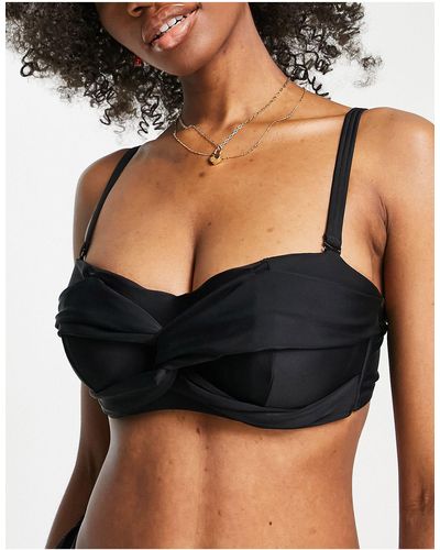 Figleaves Fuller Bust Twist Detail Bikini Top - Black