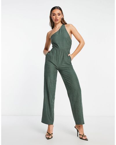 Lola May One Shoulder Open Back Jumpsuit - Green