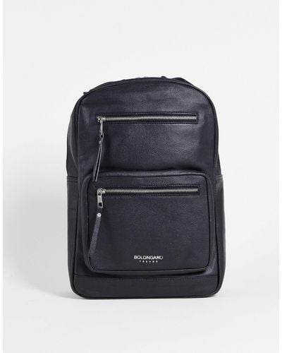 Bolongaro Trevor Double Zip Grain Leather Backpack - Black