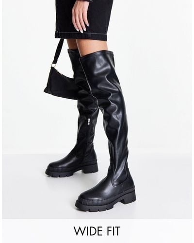 Raid Wide Fit Rooshi Over The Knee Stretch Boots - Black