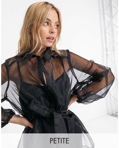 Missguided Robe chemise en organza - Noir