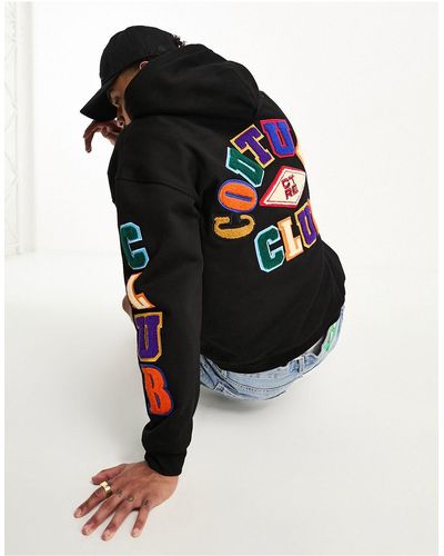 The Couture Club Multi Badged Pullover Hoodie - Black