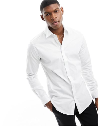 Only & Sons – leicht zu bügelndes slim fit oxford-hemd - Weiß