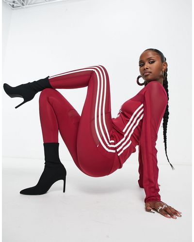 adidas Originals Centre stage - legging avec détail en tulle - marron - Rouge