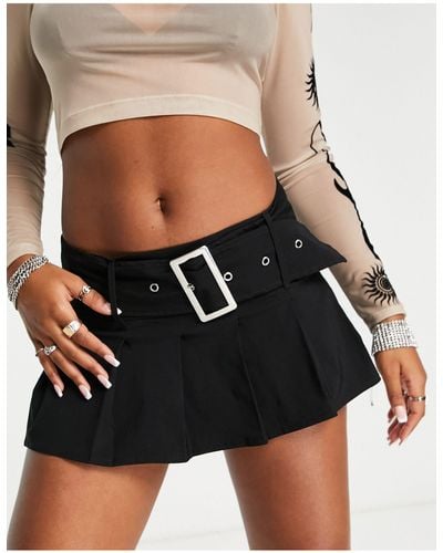 Collusion Belted Micro Mini Skirt With Pleats - Black