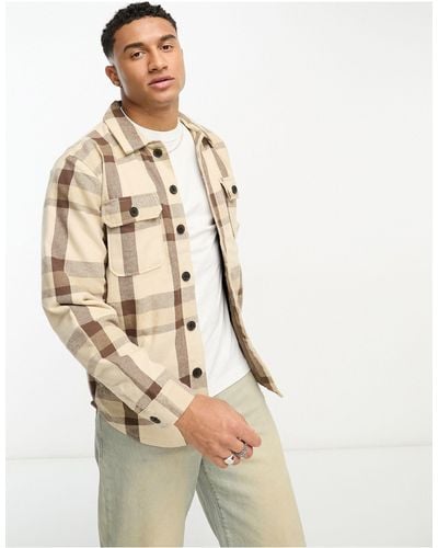 Fat Moose Quilted Check Overshirt - Natural