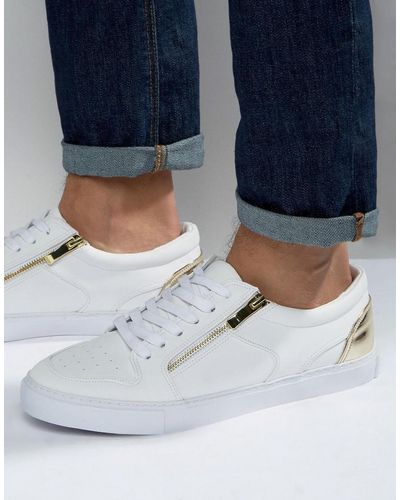 ASOS Sneakers In White With Gold Zip