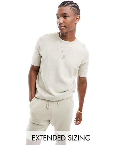ASOS Midweight Knitted Cotton T-shirt - Natural