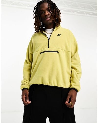 Nike Club Polar Fleece Half Zip Hoodie - Yellow