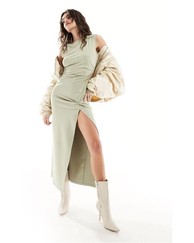 4th & Reckless Sleeveless Thigh Split Twist Detail Maxi Dress - White