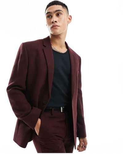 ASOS Slim Fit Wool Mix Suit Jacket - Red