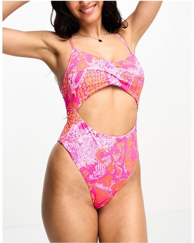 Vero Moda Cut Out Swimsuit - Pink