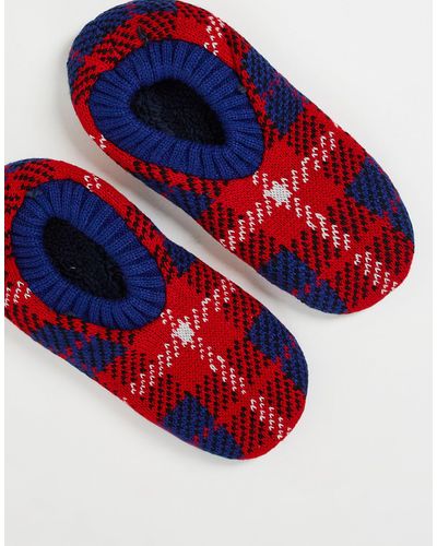 ASOS Slipper Shoe With Tartan Design - Red