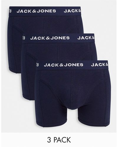 Jack & Jones 3 Pack Trunks With Contrast Waist Band - Blue