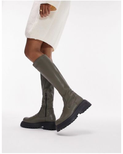 TOPSHOP Tasha Chunky Under The Knee Boot - White