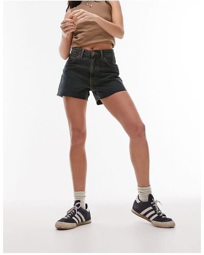 TOPSHOP Cutoff A-line Denim Shorts - Black