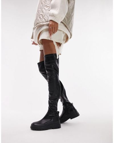TOPSHOP Martha Over The Knee Stretch Boot - White
