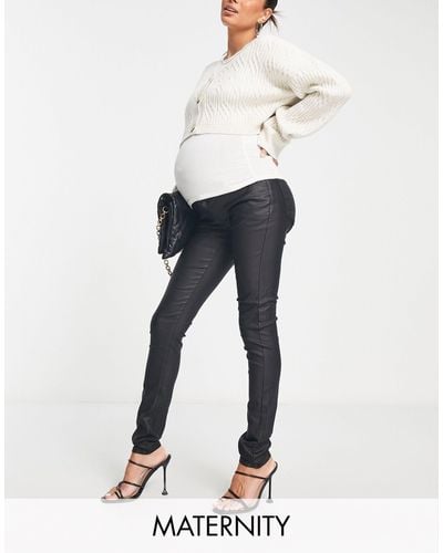 Vero Moda Coated jeggings With Bump Band - White