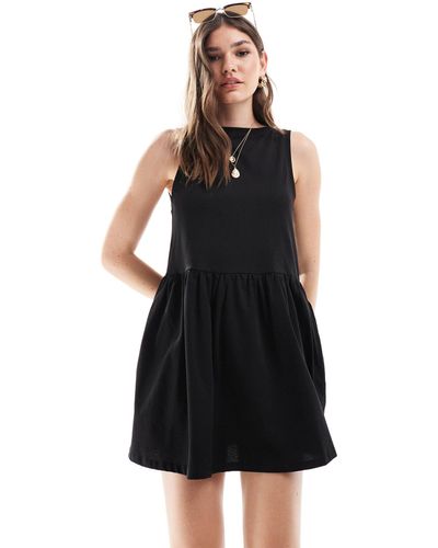 ASOS Sleeveless Smock Mini Dress With Low Back - Black