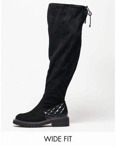 River Island Wide fit - cuissardes matelassées en imitation daim - Noir