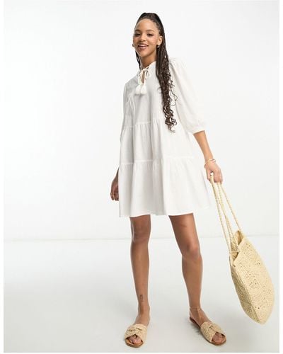 Vero Moda Lace Detail Smock Mini Dress - White