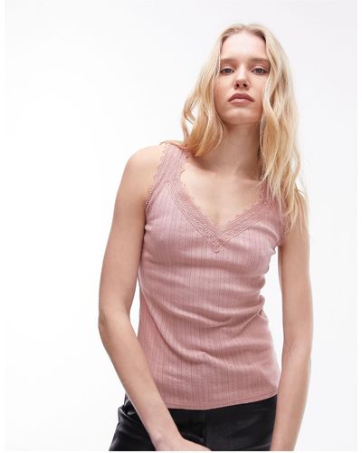TOPSHOP – pointelle-camisole - Pink